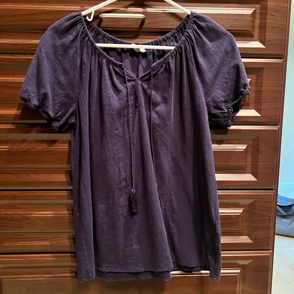Joie Navy Peasant Blouse
